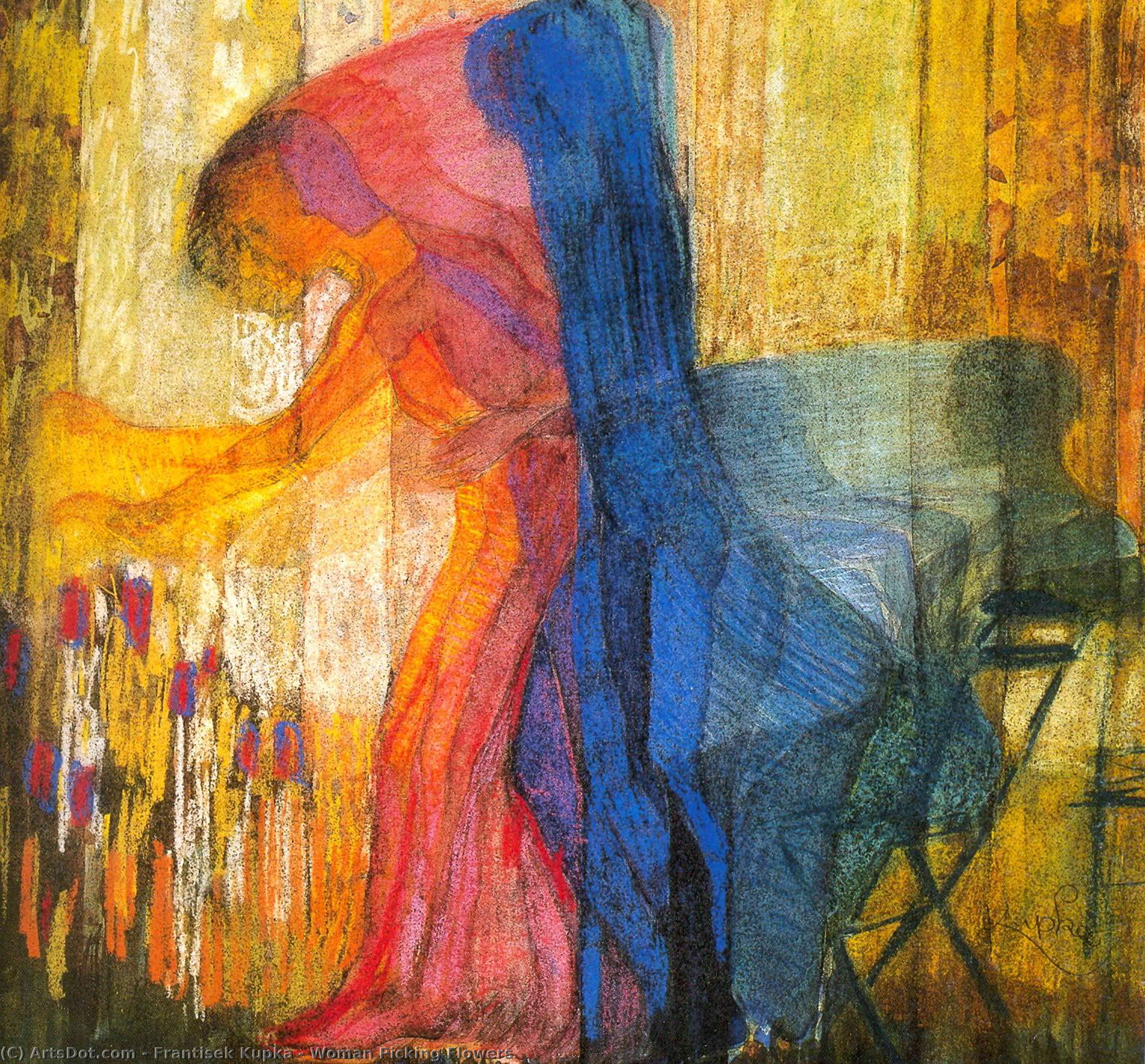 Wikioo.org – L'Enciclopedia delle Belle Arti - Pittura, Opere di Frantisek Kupka - Donna che raccoglie fiori