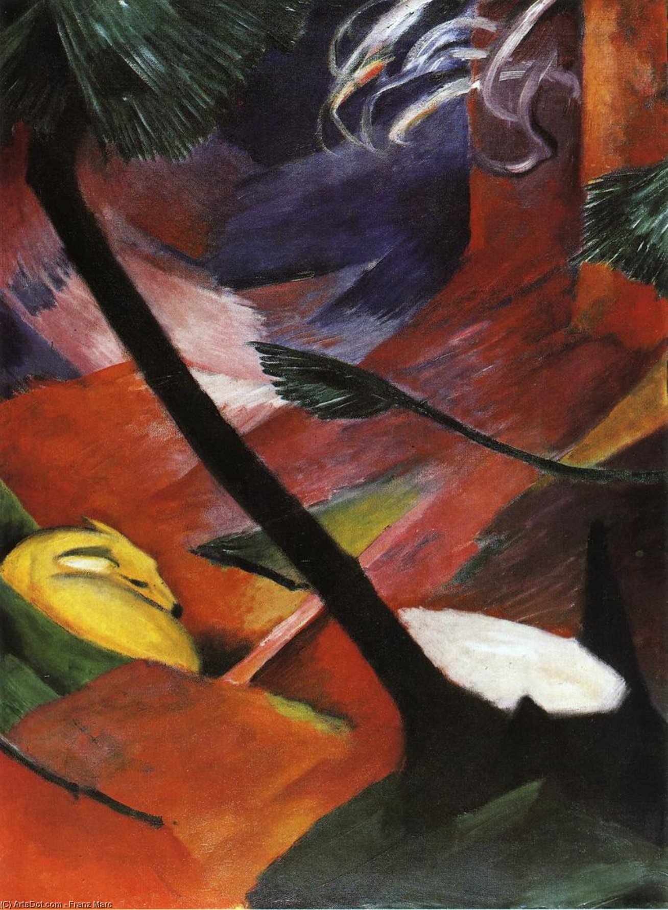 Wikioo.org - The Encyclopedia of Fine Arts - Painting, Artwork by Franz Marc - Deer in the Forest II