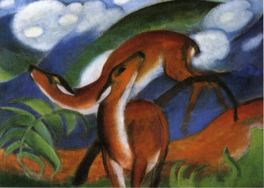Wikioo.org - The Encyclopedia of Fine Arts - Painting, Artwork by Franz Marc - The Red Deer