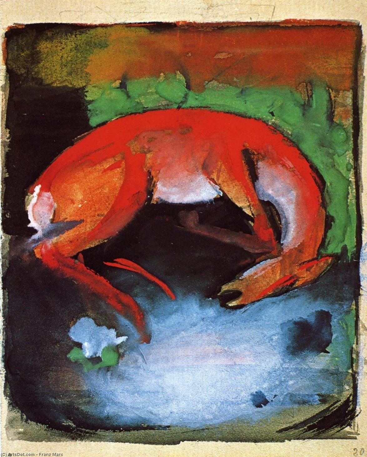 Wikioo.org - The Encyclopedia of Fine Arts - Painting, Artwork by Franz Marc - Dead Deer