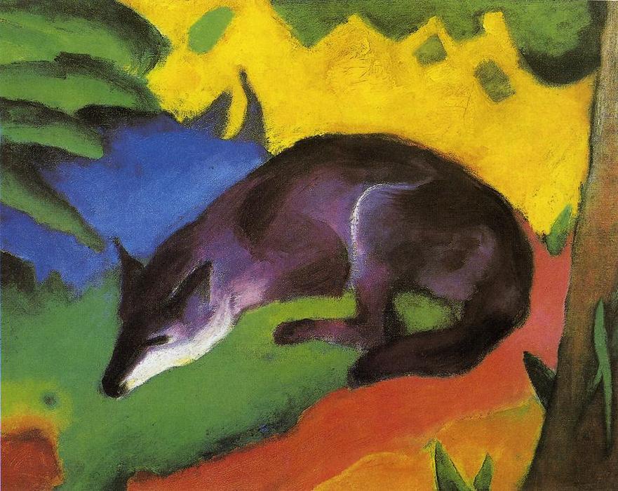Wikioo.org - The Encyclopedia of Fine Arts - Painting, Artwork by Franz Marc - Blue Fox