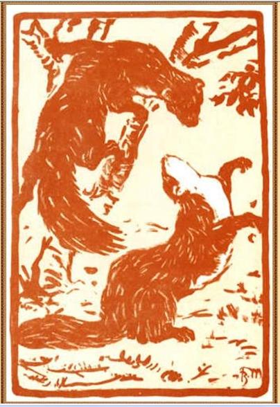Wikioo.org - สารานุกรมวิจิตรศิลป์ - จิตรกรรม Franz Marc - Playing weasels
