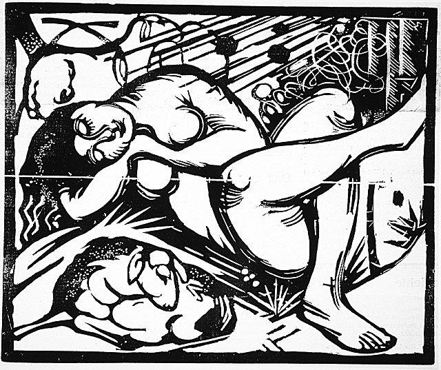 WikiOO.org - Encyclopedia of Fine Arts - Lukisan, Artwork Franz Marc - Sleeping Shepherdness