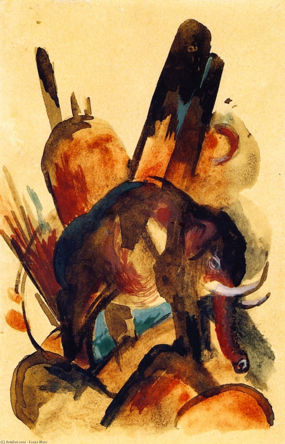 Wikioo.org - The Encyclopedia of Fine Arts - Painting, Artwork by Franz Marc - Elephant