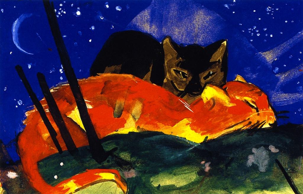 Wikioo.org – La Enciclopedia de las Bellas Artes - Pintura, Obras de arte de Franz Marc - dos gatos