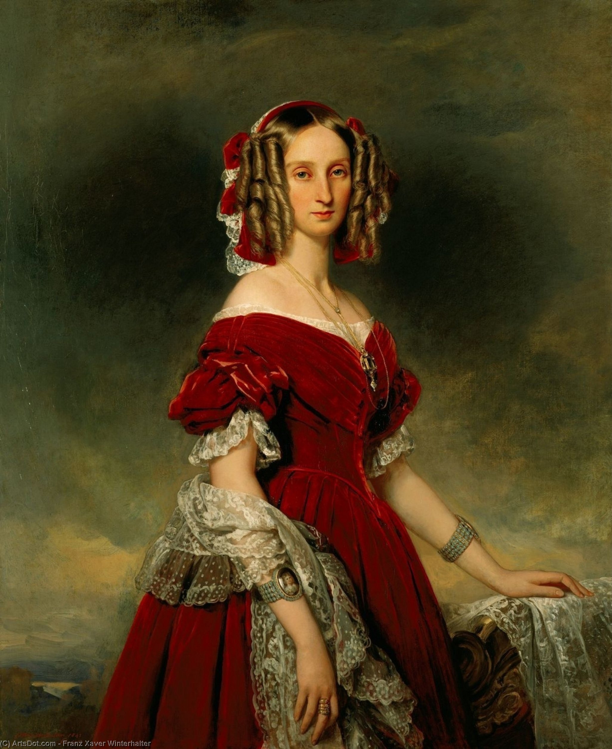 Wikoo.org - موسوعة الفنون الجميلة - اللوحة، العمل الفني Franz Xaver Winterhalter - Portrait of Louises von Orléans