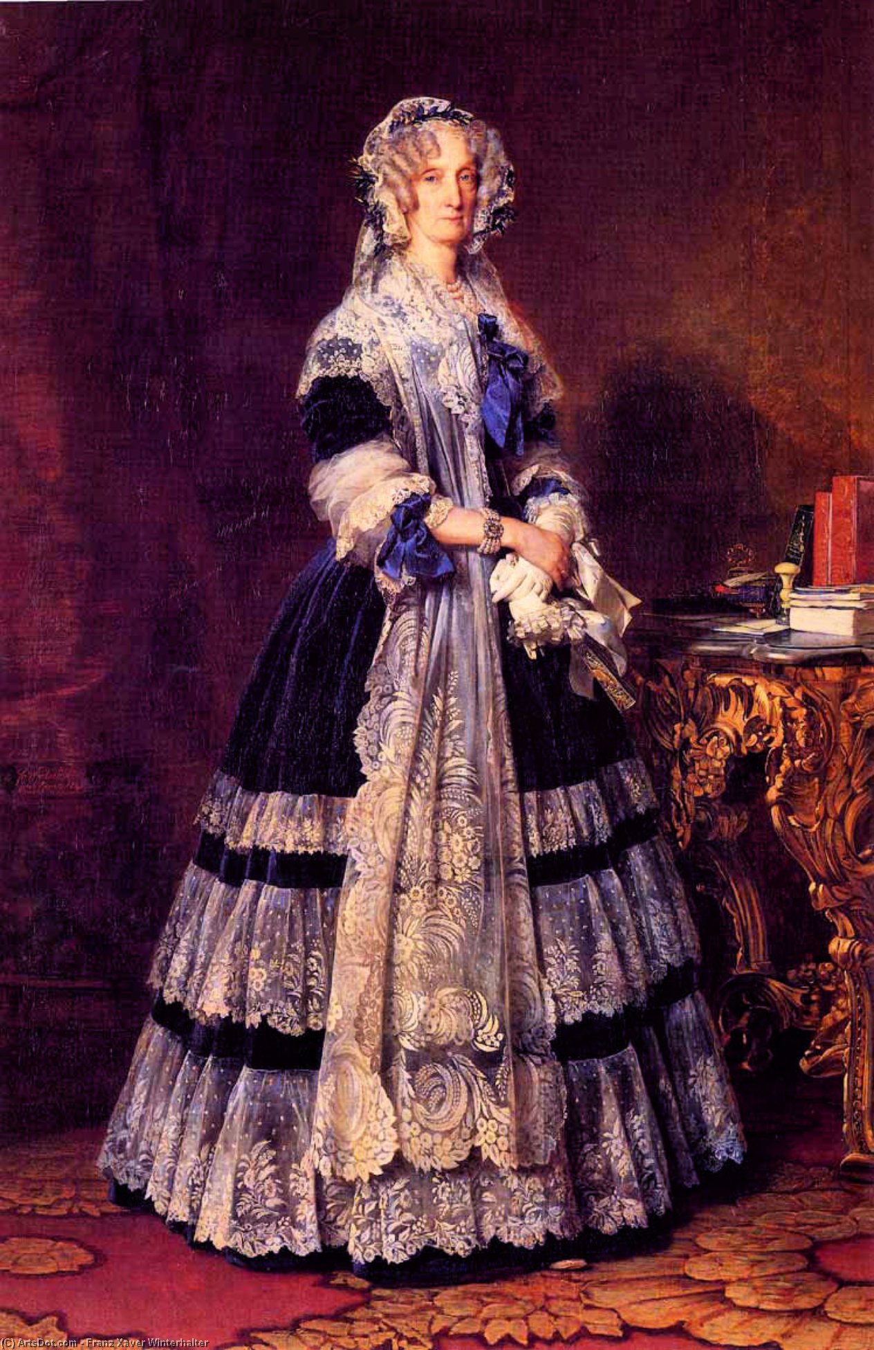 WikiOO.org - אנציקלופדיה לאמנויות יפות - ציור, יצירות אמנות Franz Xaver Winterhalter - Portrait of the Queen Marie Amelie of France