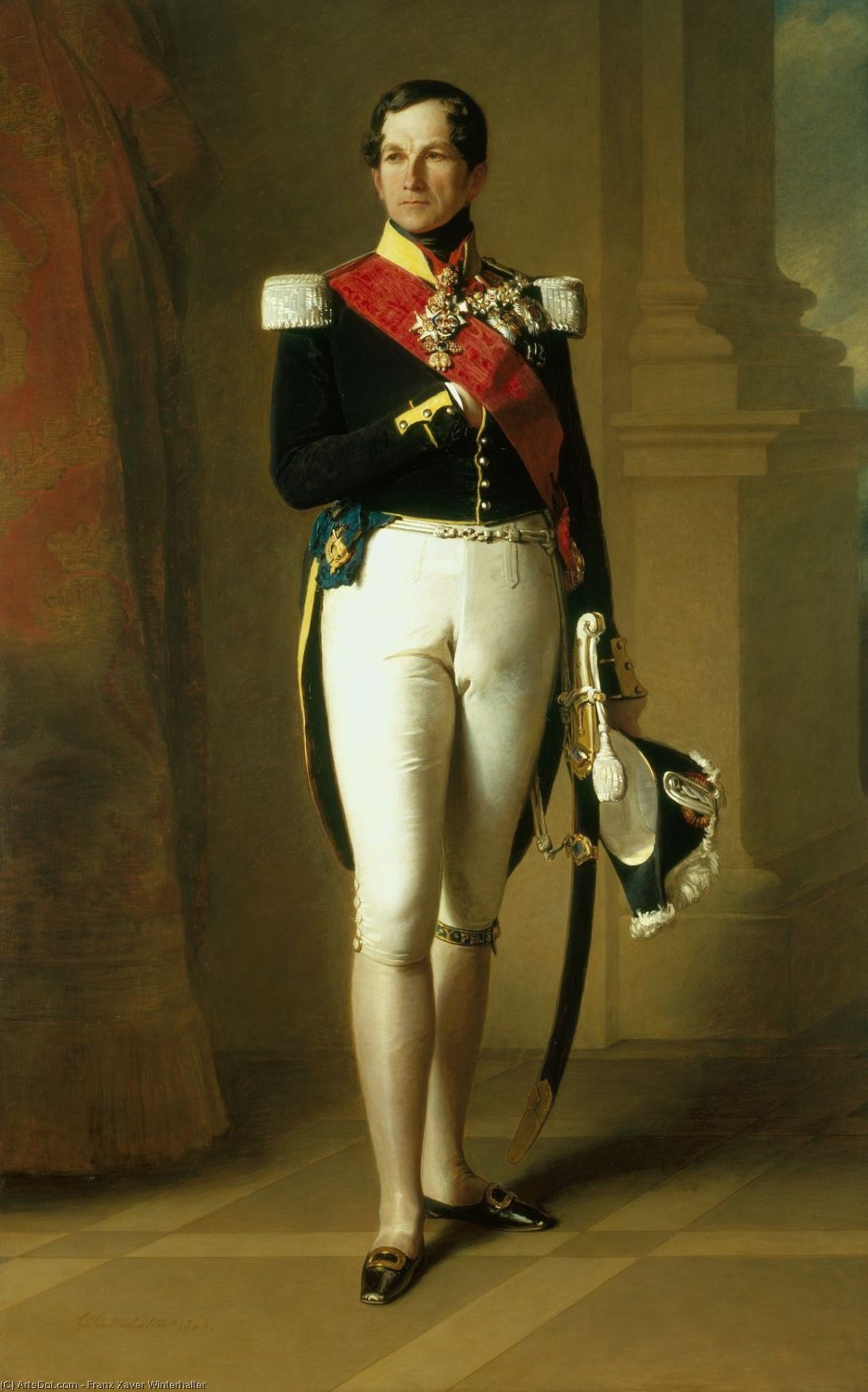 Wikoo.org - موسوعة الفنون الجميلة - اللوحة، العمل الفني Franz Xaver Winterhalter - Portrait of Leopold I of Belgium