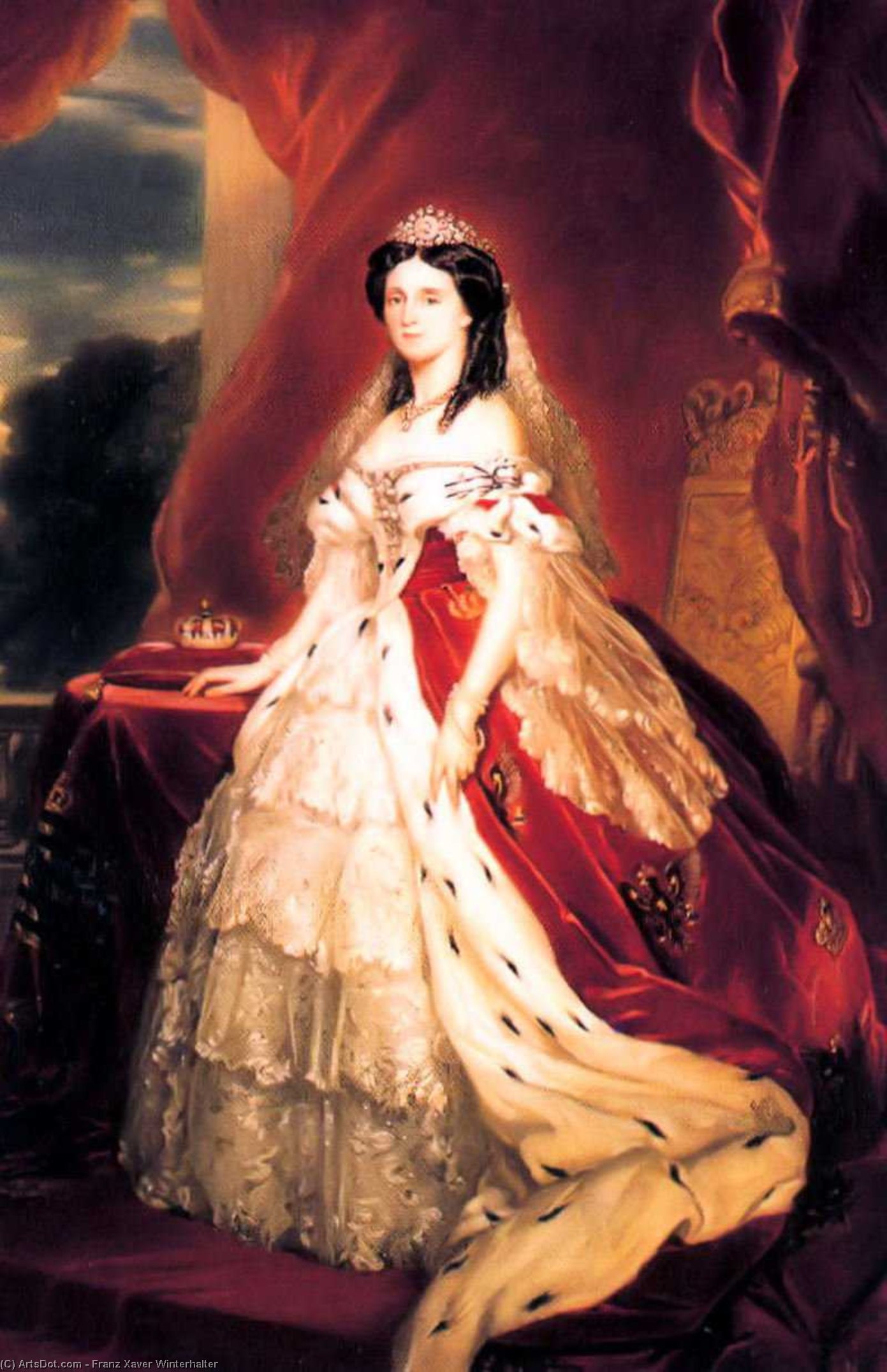 Wikioo.org - The Encyclopedia of Fine Arts - Painting, Artwork by Franz Xaver Winterhalter - Portrait of Augusta of Saxe Weimar Eisenach