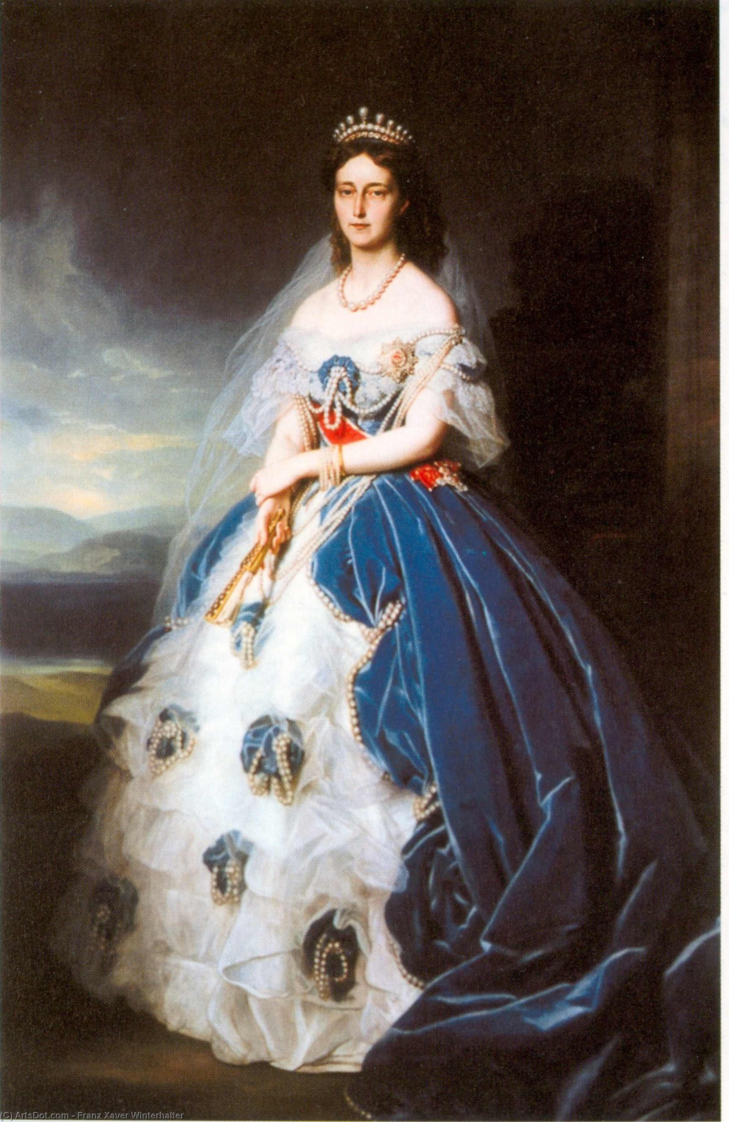 Wikioo.org - The Encyclopedia of Fine Arts - Painting, Artwork by Franz Xaver Winterhalter - Portrait of the Queen Olga of Württemberg