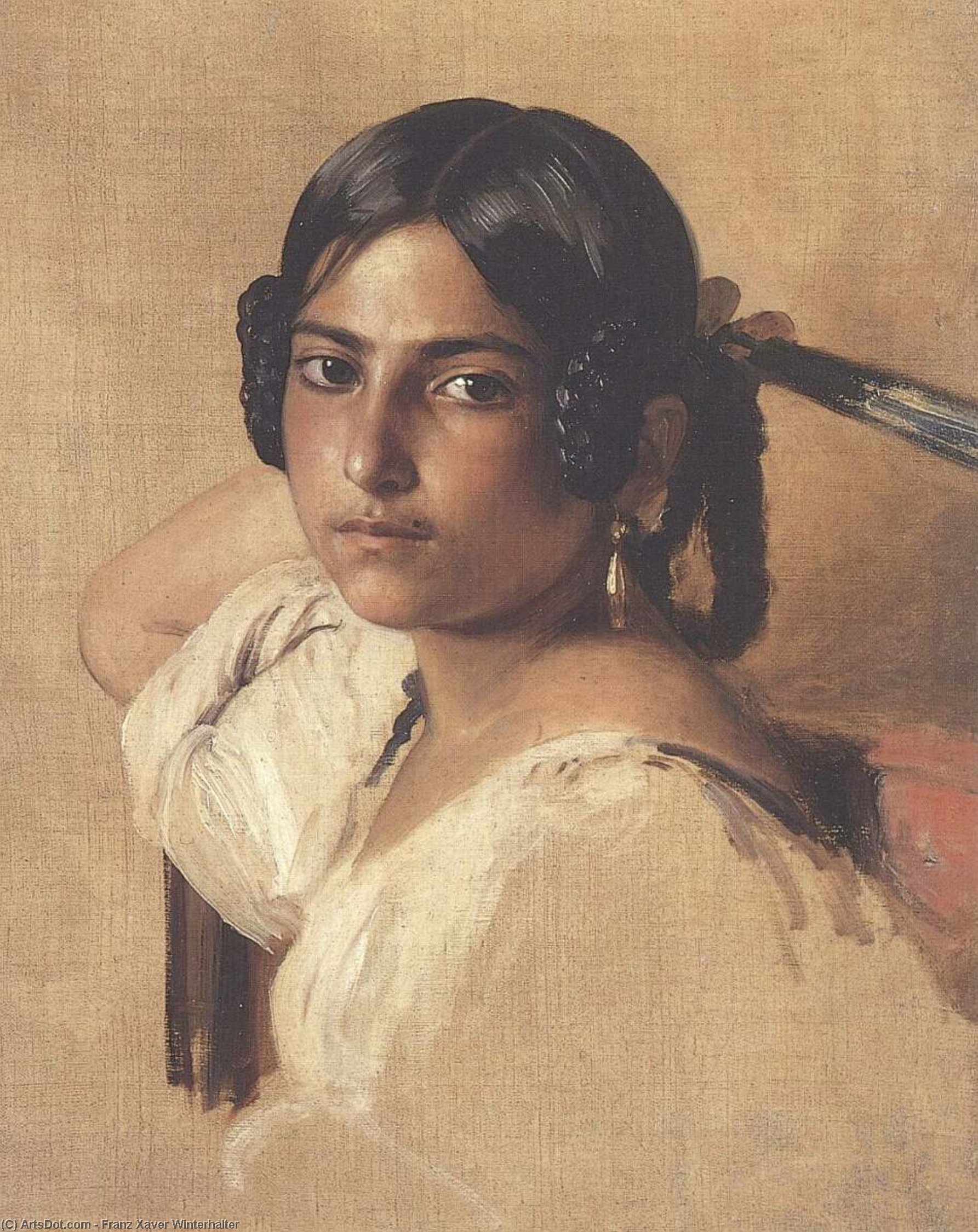 WikiOO.org - Енциклопедия за изящни изкуства - Живопис, Произведения на изкуството Franz Xaver Winterhalter - Study of Itlain girl