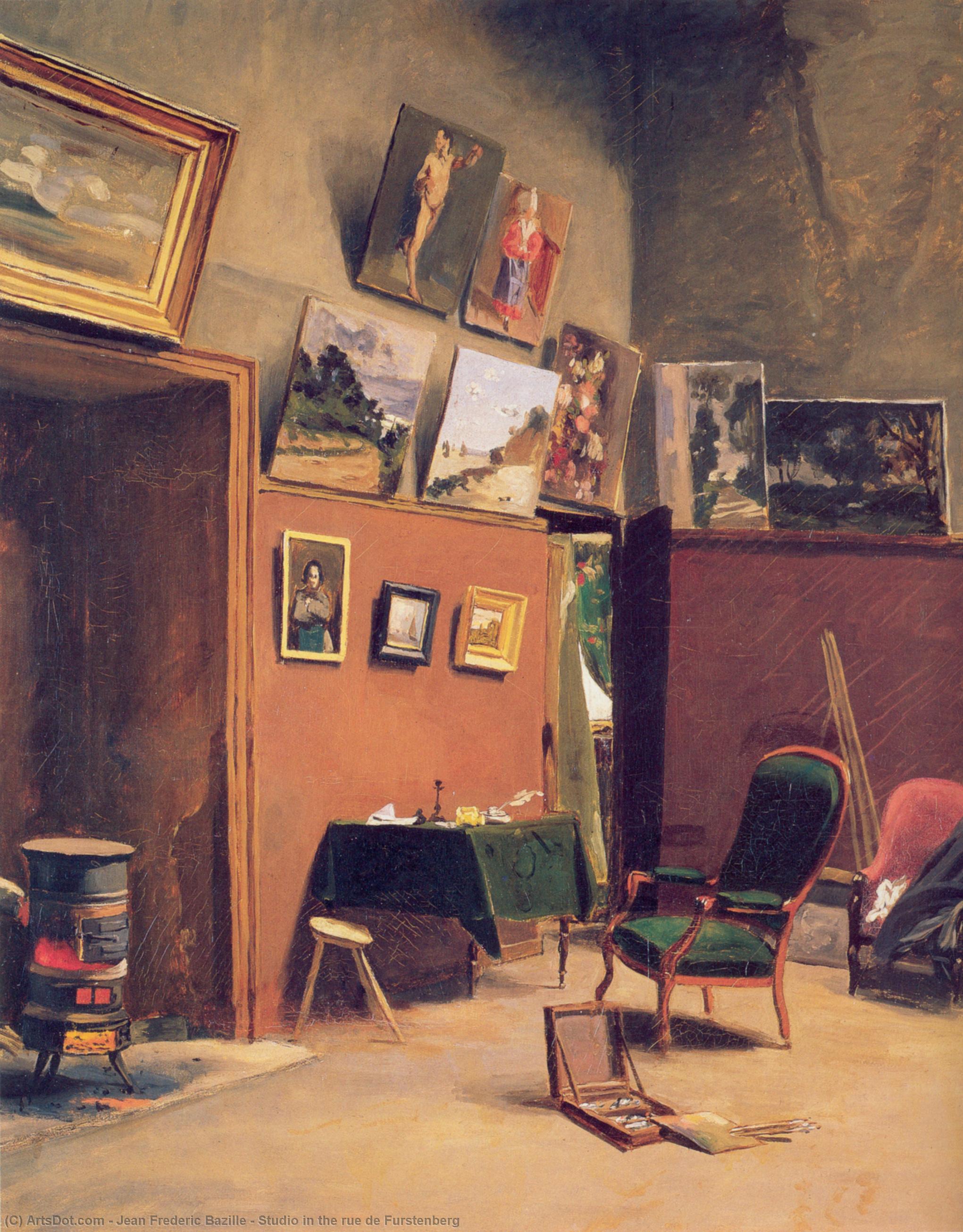 WikiOO.org - Encyclopedia of Fine Arts - Maleri, Artwork Jean Frederic Bazille - Studio in the rue de Furstenberg
