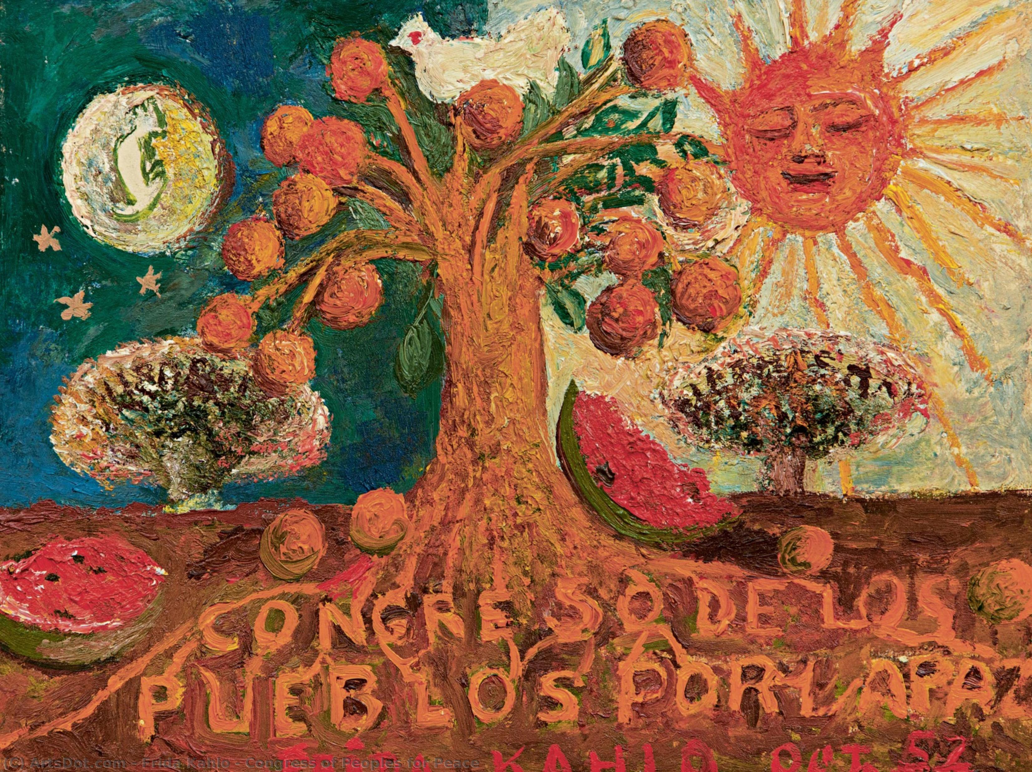 Wikioo.org – L'Encyclopédie des Beaux Arts - Peinture, Oeuvre de Frida Kahlo - Congrès des peuples pour la paix