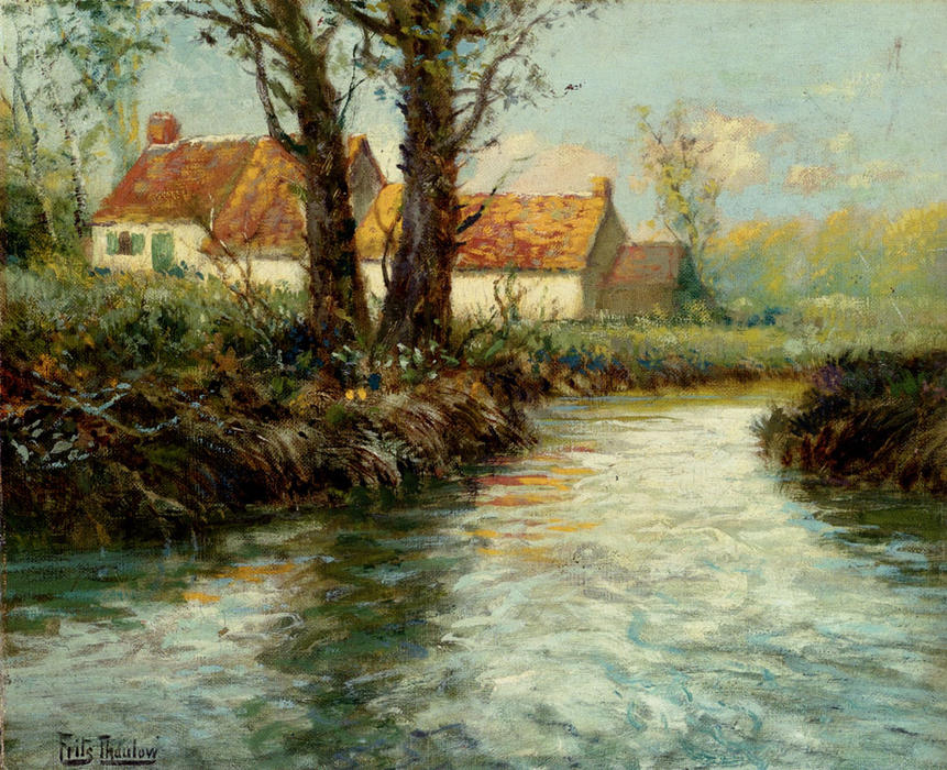 Wikioo.org - The Encyclopedia of Fine Arts - Painting, Artwork by Frits Thaulow - House by yhe Water's Edge