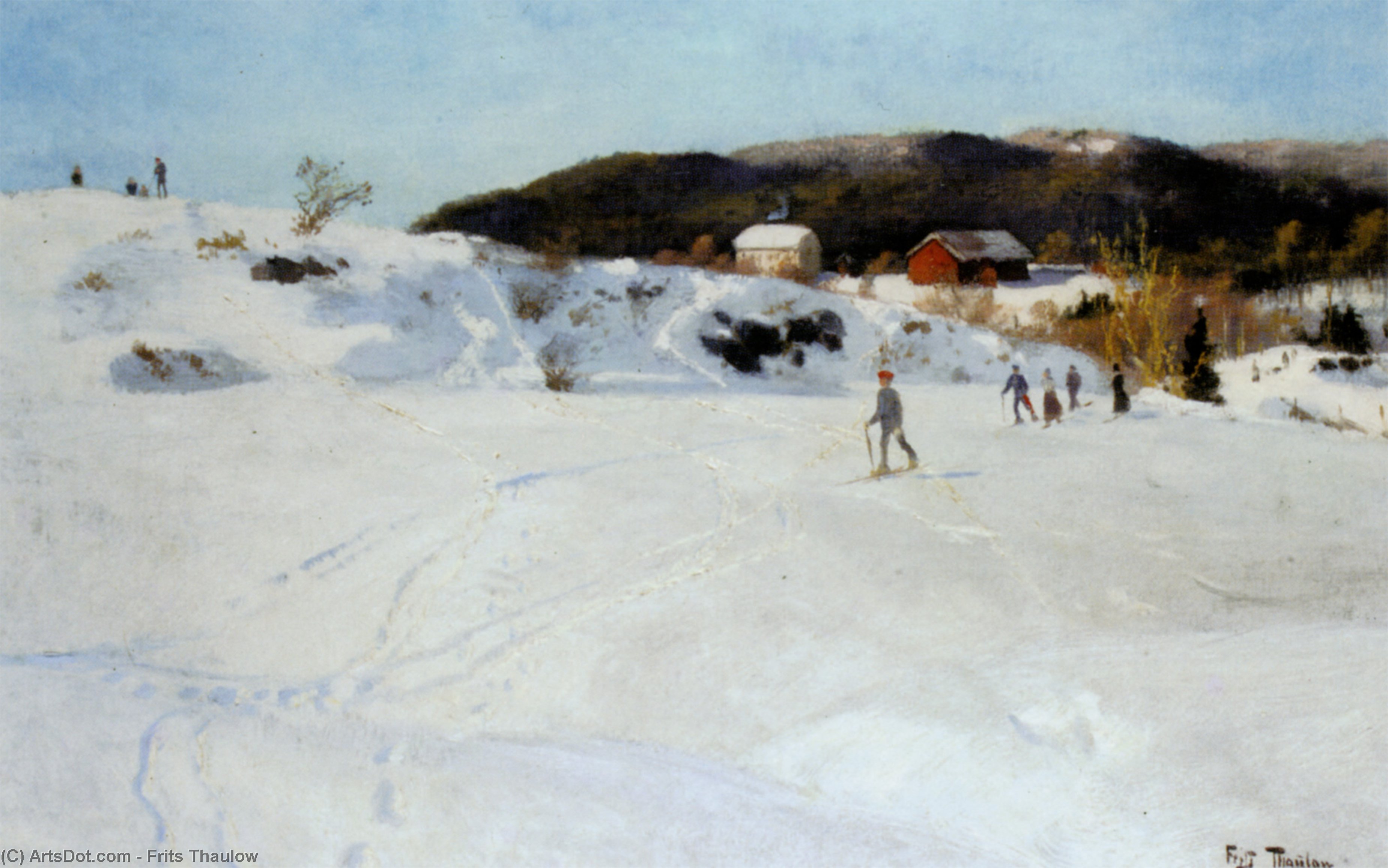 Wikioo.org - The Encyclopedia of Fine Arts - Painting, Artwork by Frits Thaulow - Skiers
