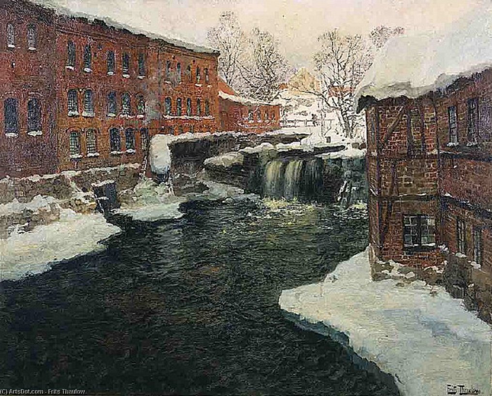 Wikioo.org - The Encyclopedia of Fine Arts - Painting, Artwork by Frits Thaulow - Mill Scene