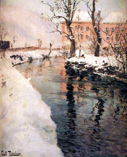 Wikioo.org - The Encyclopedia of Fine Arts - Painting, Artwork by Frits Thaulow - A River in the Winter