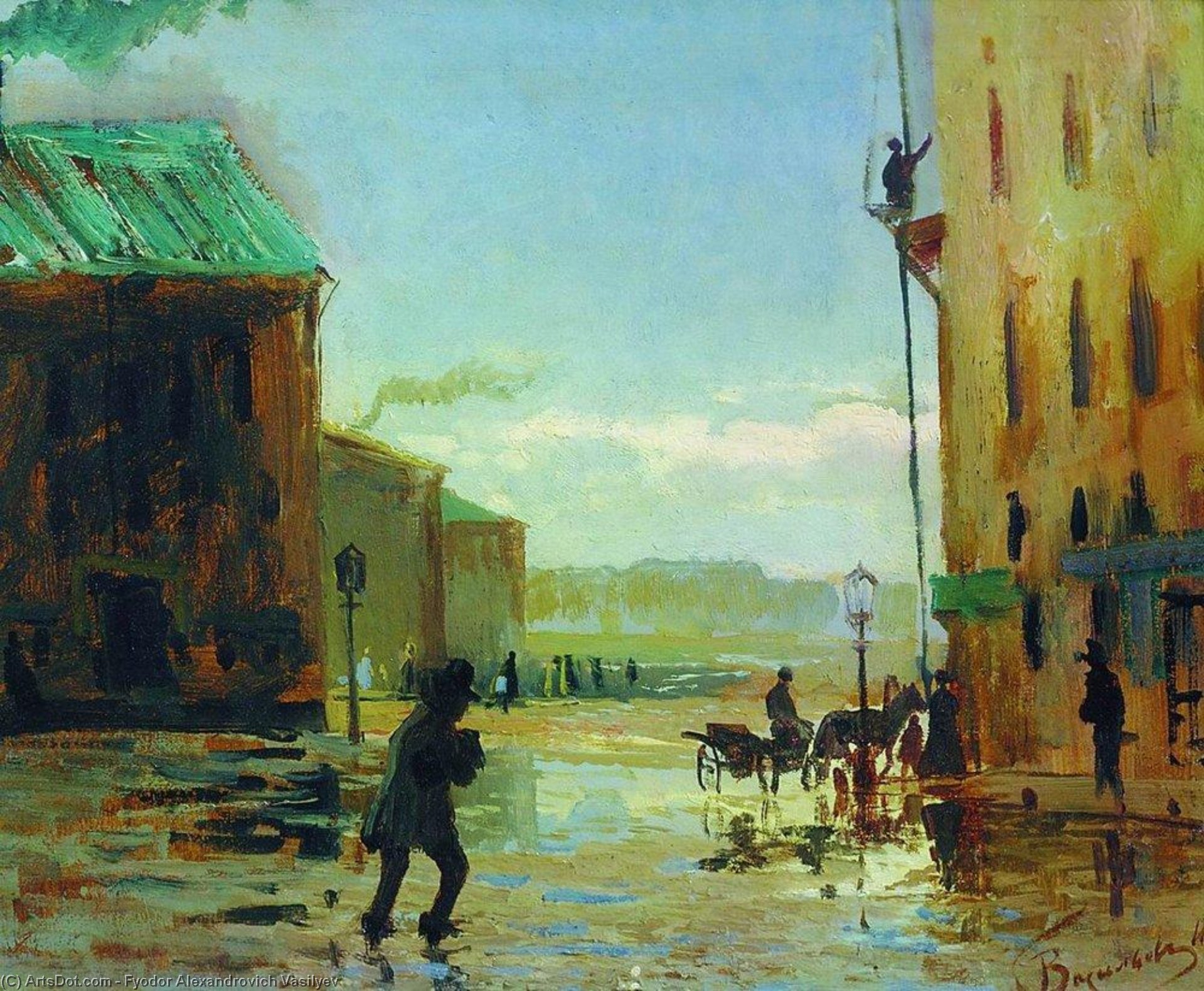 Wikioo.org - The Encyclopedia of Fine Arts - Painting, Artwork by Fyodor Alexandrovich Vasilyev - After a Rain (Spring in St. Petersburg)
