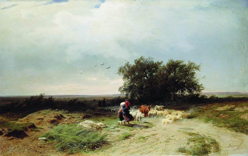 Wikioo.org - The Encyclopedia of Fine Arts - Painting, Artwork by Fyodor Alexandrovich Vasilyev - Return of the Herd