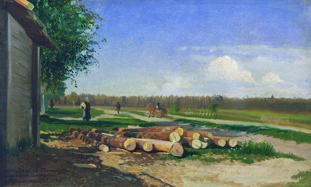 Wikioo.org - The Encyclopedia of Fine Arts - Painting, Artwork by Fyodor Alexandrovich Vasilyev - Logs by the Road