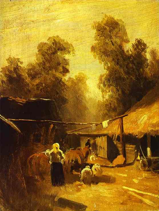 Wikioo.org - The Encyclopedia of Fine Arts - Painting, Artwork by Fyodor Alexandrovich Vasilyev - Morning in a Village