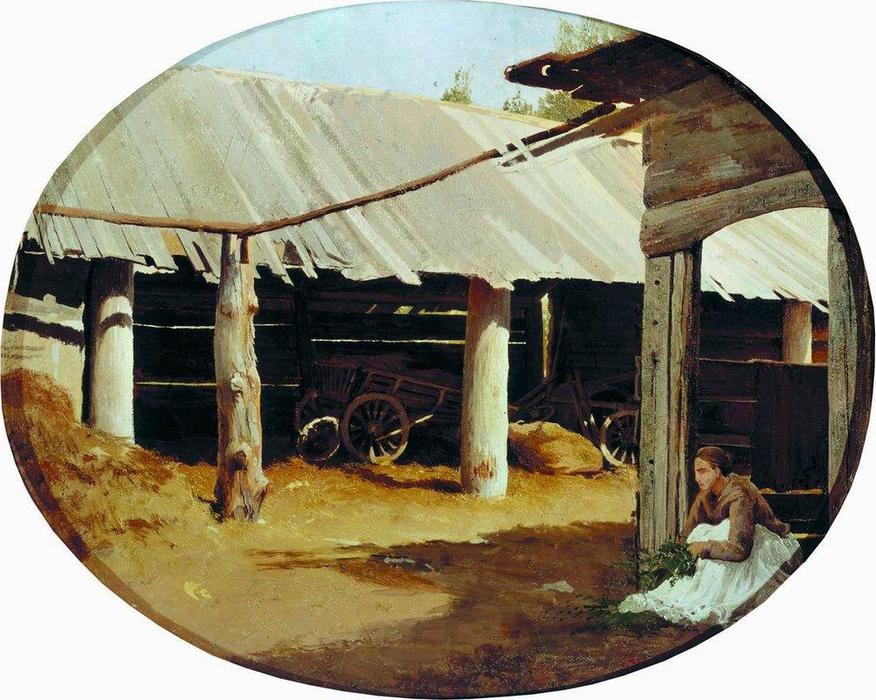 WikiOO.org - Encyclopedia of Fine Arts - Maleri, Artwork Fyodor Alexandrovich Vasilyev - Peasant's Courtyard