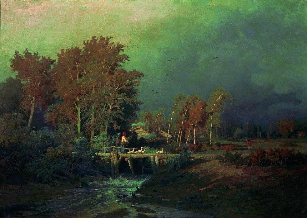 Wikioo.org - The Encyclopedia of Fine Arts - Painting, Artwork by Fyodor Alexandrovich Vasilyev - Before the Rain