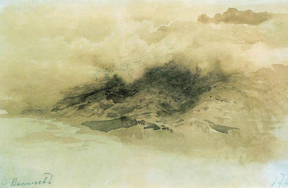 Wikioo.org - The Encyclopedia of Fine Arts - Painting, Artwork by Fyodor Alexandrovich Vasilyev - Mountains in the Clouds
