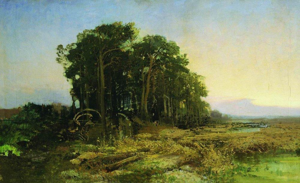 WikiOO.org – 美術百科全書 - 繪畫，作品 Fyodor Alexandrovich Vasilyev - 松树林的沼泽