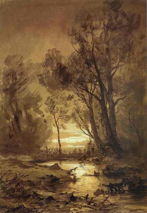 WikiOO.org - Encyclopedia of Fine Arts - Lukisan, Artwork Fyodor Alexandrovich Vasilyev - Brook in a Forest