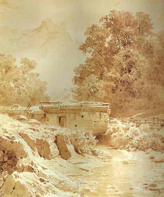 WikiOO.org - Encyclopedia of Fine Arts - Målning, konstverk Fyodor Alexandrovich Vasilyev - Water Mill on a Mountain River. Crimea