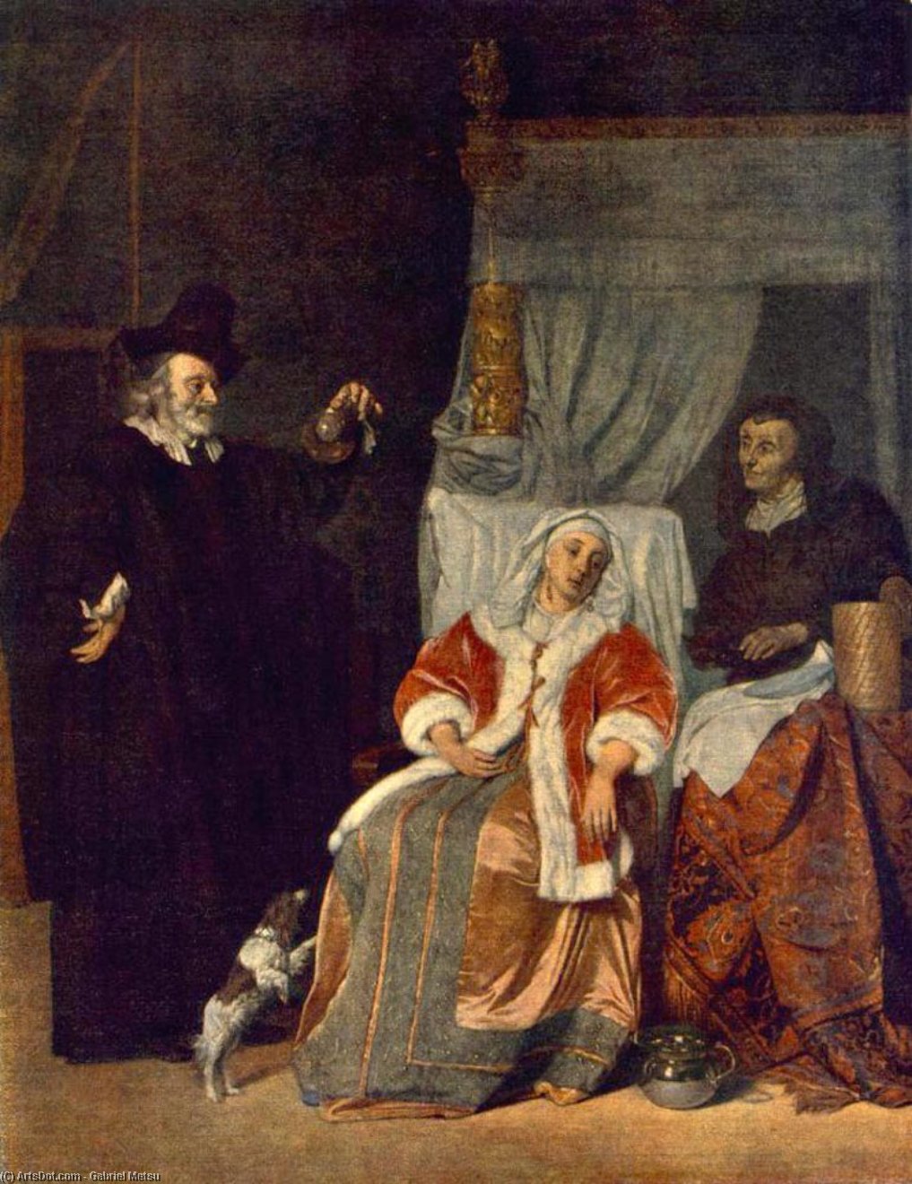 Wikioo.org - The Encyclopedia of Fine Arts - Painting, Artwork by Gabriel Metsu - The Patient and the Doctor