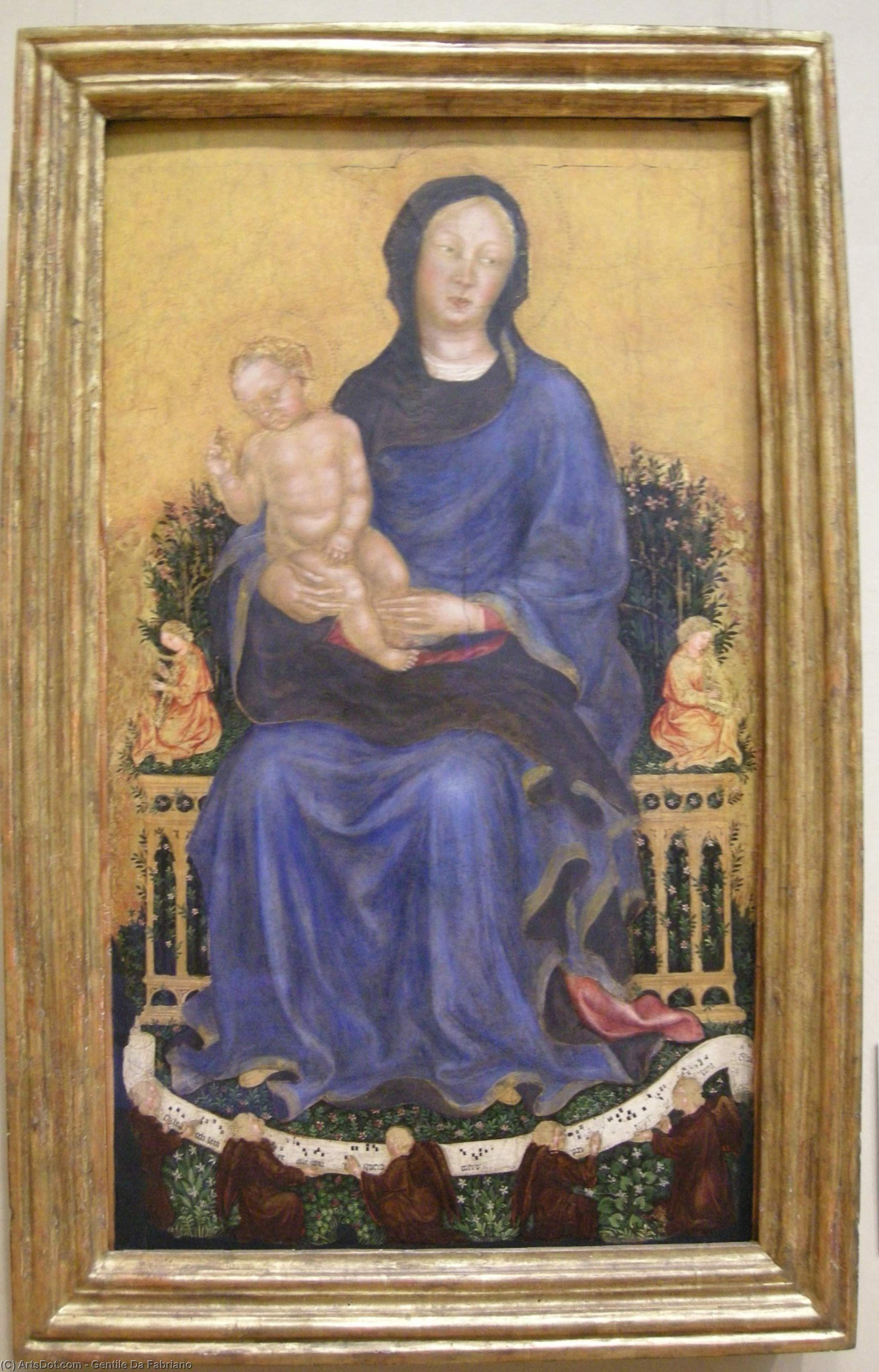 Wikioo.org - The Encyclopedia of Fine Arts - Painting, Artwork by Gentile Da Fabriano - Enthroned Madonna with angels