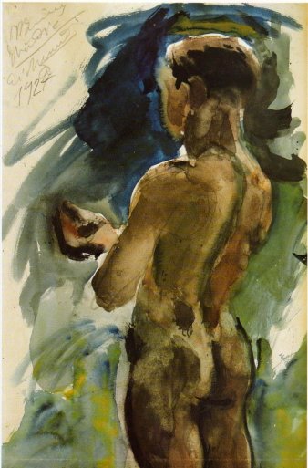 WikiOO.org - Encyclopedia of Fine Arts - Schilderen, Artwork George Bouzianis - Boy outdoors