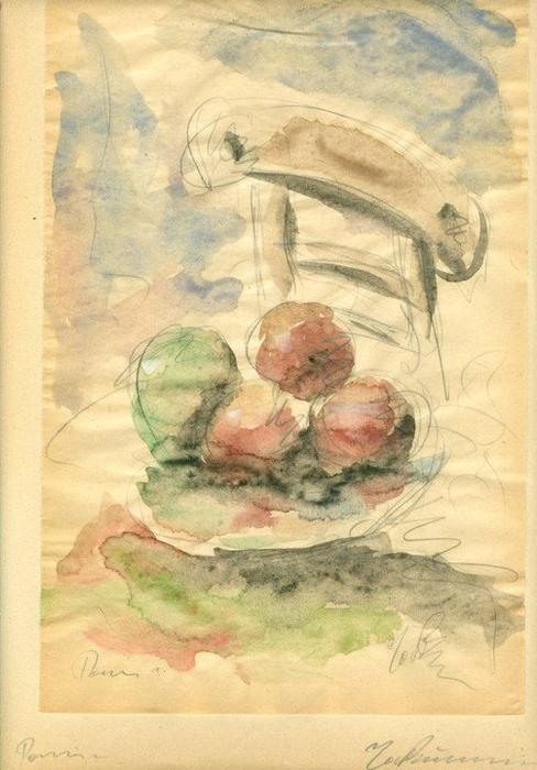 Wikioo.org - The Encyclopedia of Fine Arts - Painting, Artwork by George Bouzianis - Still Life with Fruit and Chair