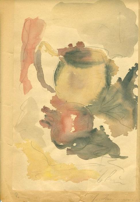WikiOO.org - Encyclopedia of Fine Arts - Festés, Grafika George Bouzianis - Still Life with Pomegranate
