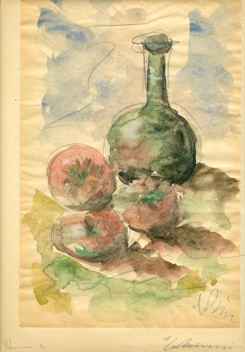 WikiOO.org - אנציקלופדיה לאמנויות יפות - ציור, יצירות אמנות George Bouzianis - Still Life with Tomatoes and Pitcher
