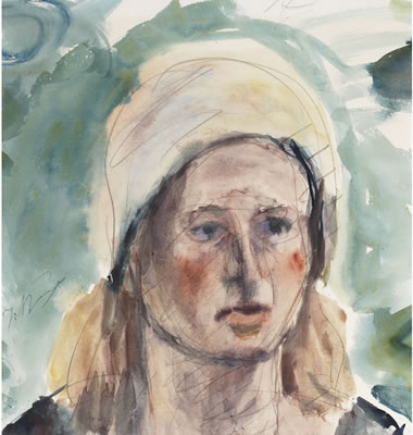 Wikioo.org - The Encyclopedia of Fine Arts - Painting, Artwork by George Bouzianis - Portrait Of A Woman Wearing A Scarf