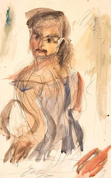 WikiOO.org - Encyclopedia of Fine Arts - Maleri, Artwork George Bouzianis - The woman who looks back