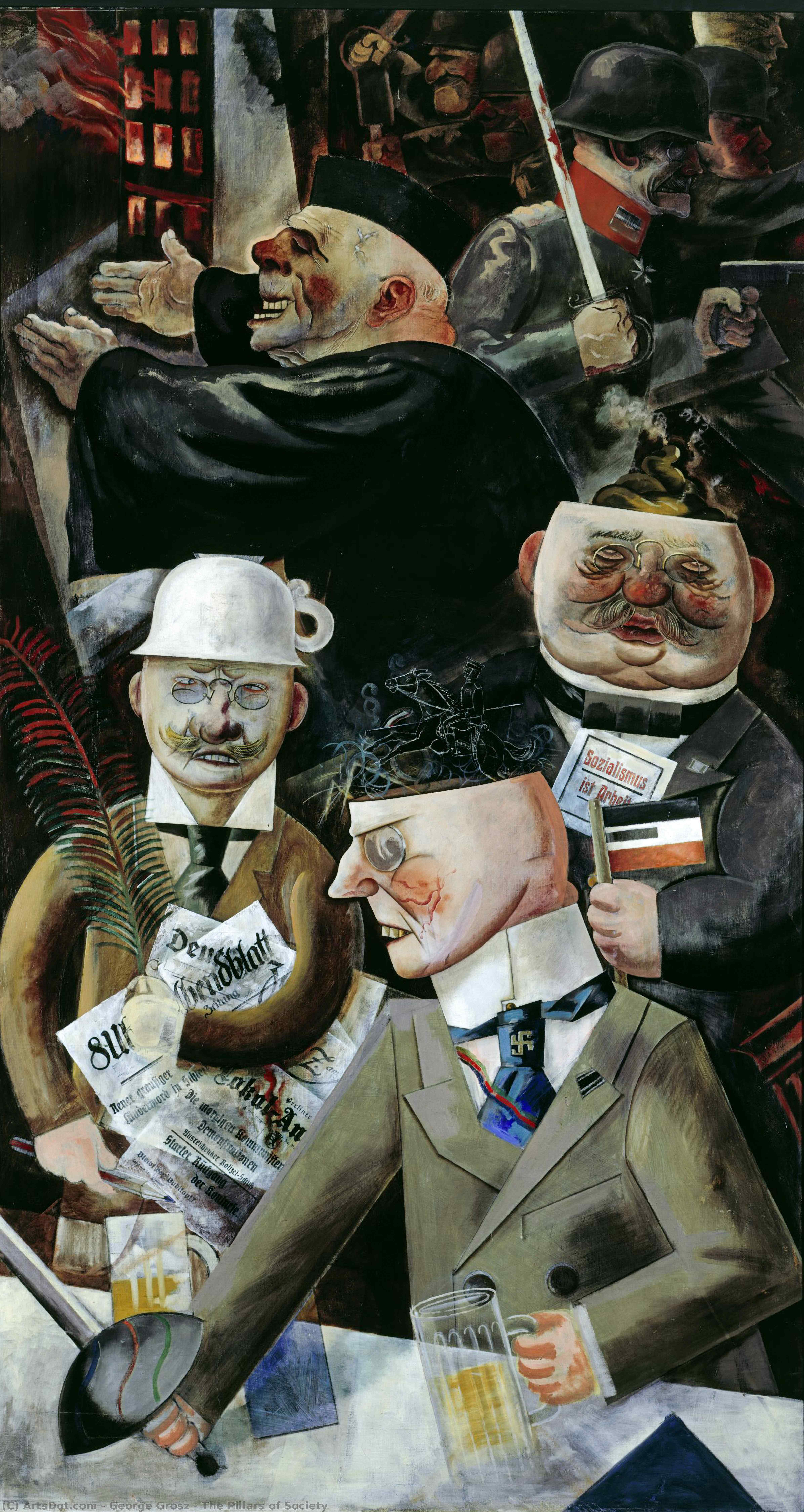 Wikioo.org - The Encyclopedia of Fine Arts - Painting, Artwork by George Grosz - The Pillars of Society