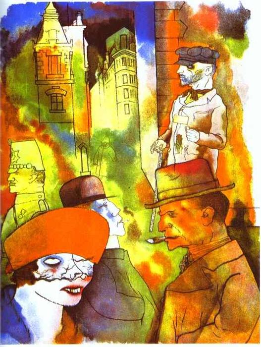 Wikioo.org - The Encyclopedia of Fine Arts - Painting, Artwork by George Grosz - At Dusk