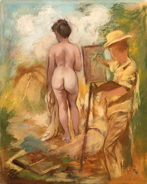 Wikioo.org - The Encyclopedia of Fine Arts - Painting, Artwork by George Grosz - Artist and Model