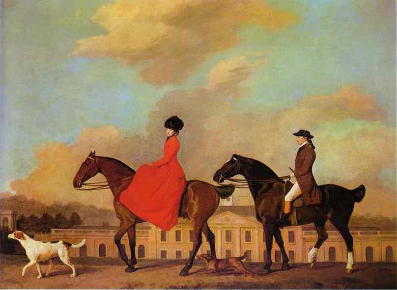 Wikioo.org - The Encyclopedia of Fine Arts - Painting, Artwork by George Stubbs - John and Sophia Musters riding at Colwick Hall