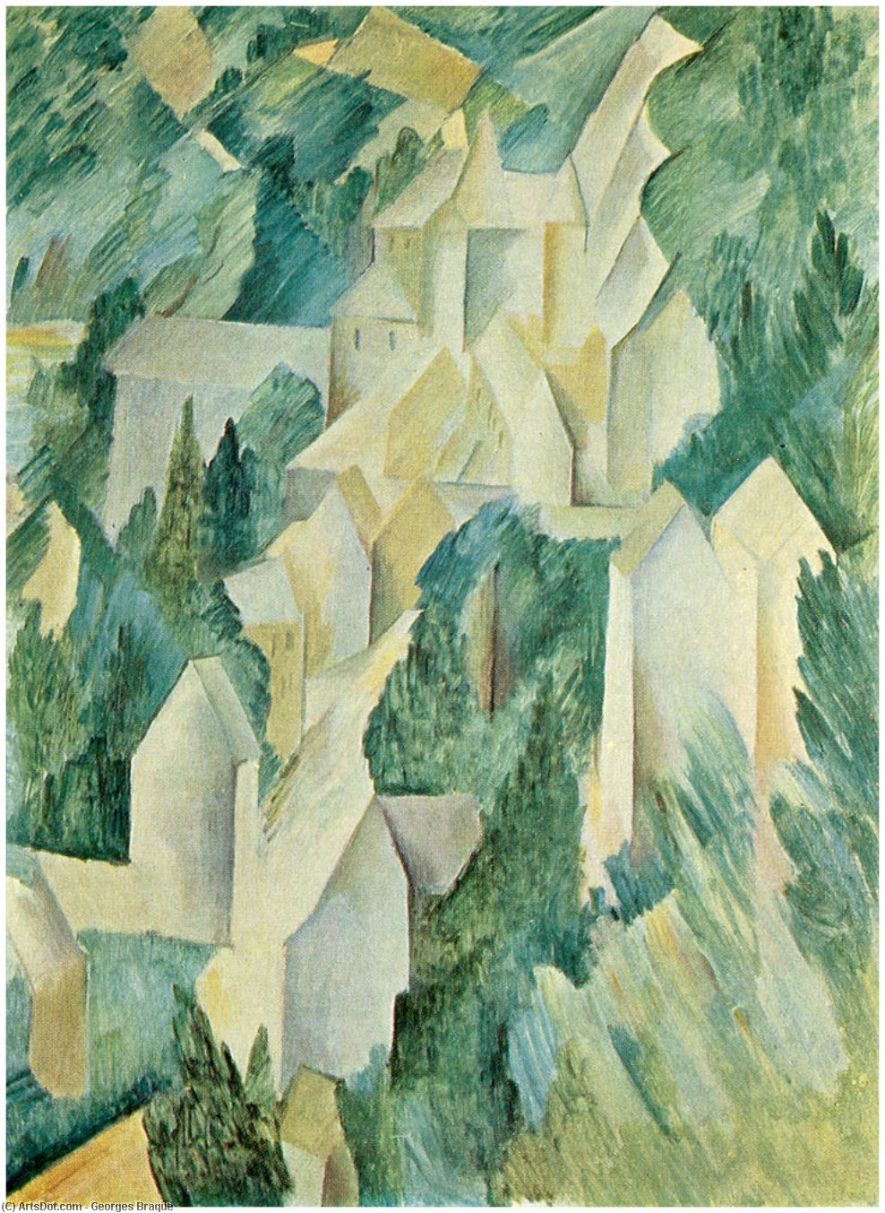 Wikoo.org - موسوعة الفنون الجميلة - اللوحة، العمل الفني Georges Braque - The Castle in La Roche Guyon