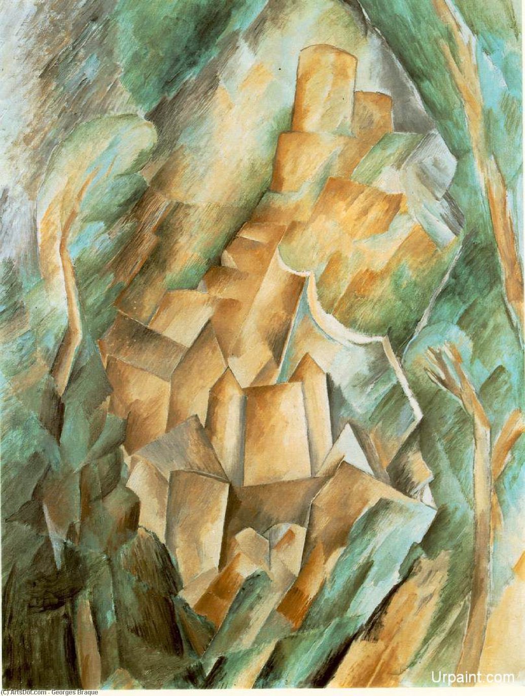 Wikoo.org - موسوعة الفنون الجميلة - اللوحة، العمل الفني Georges Braque - Castle at La Roche Guyon