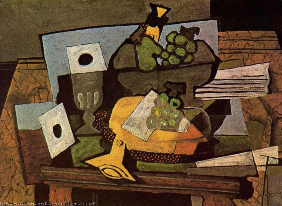 Wikioo.org - Bách khoa toàn thư về mỹ thuật - Vẽ tranh, Tác phẩm nghệ thuật Georges Braque - Still life (with clarinet)