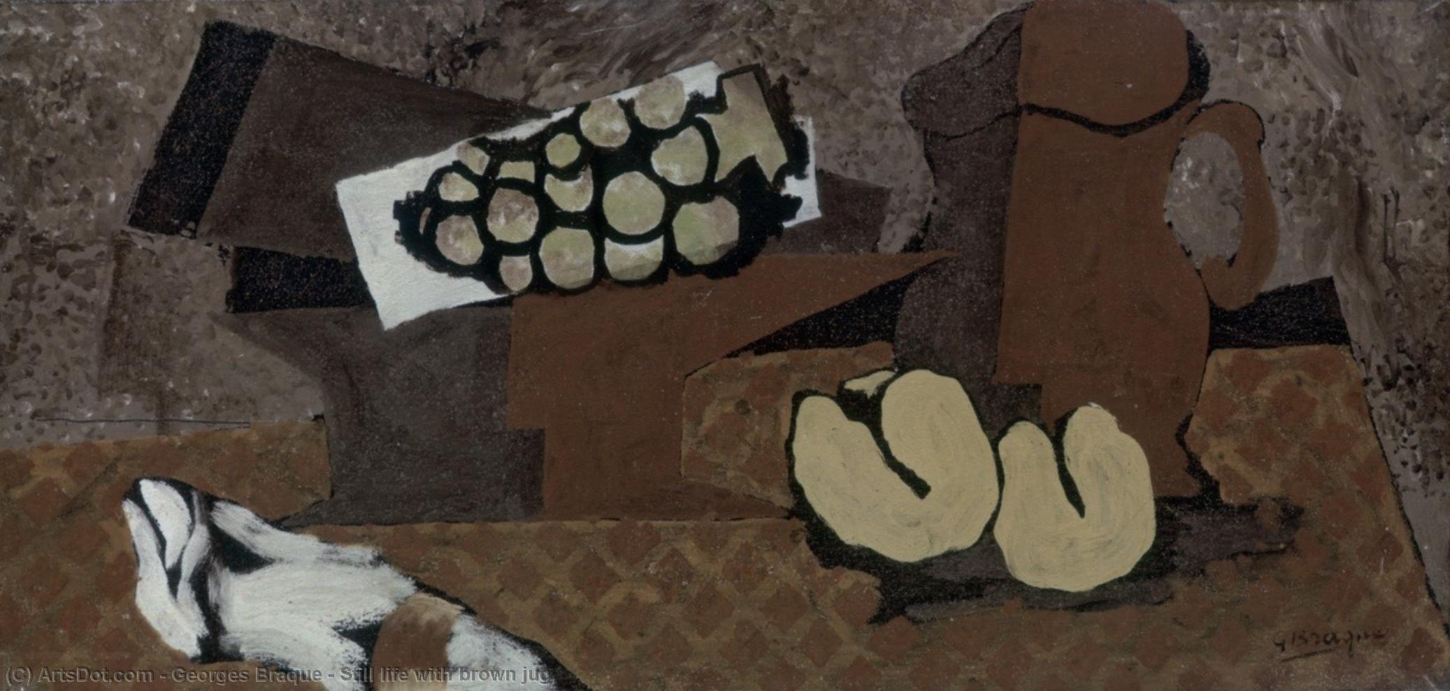 Wikioo.org - Bách khoa toàn thư về mỹ thuật - Vẽ tranh, Tác phẩm nghệ thuật Georges Braque - Still life with brown jug