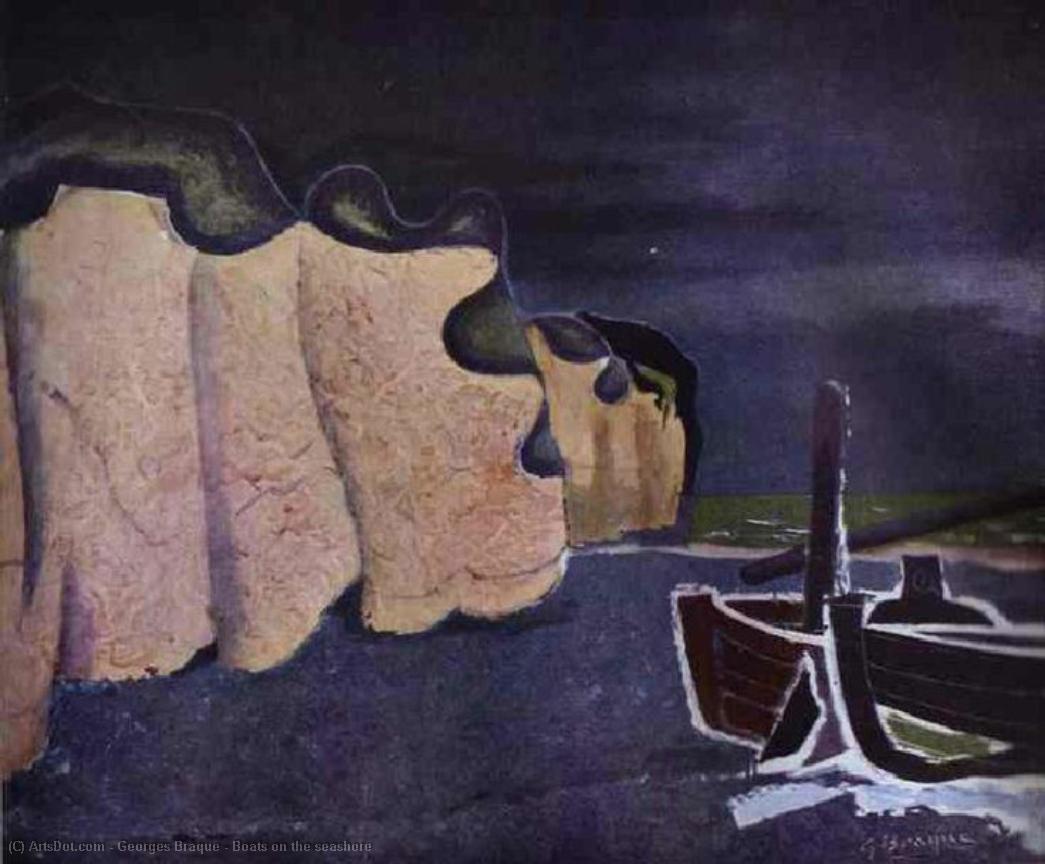 Wikoo.org - موسوعة الفنون الجميلة - اللوحة، العمل الفني Georges Braque - Boats on the seashore