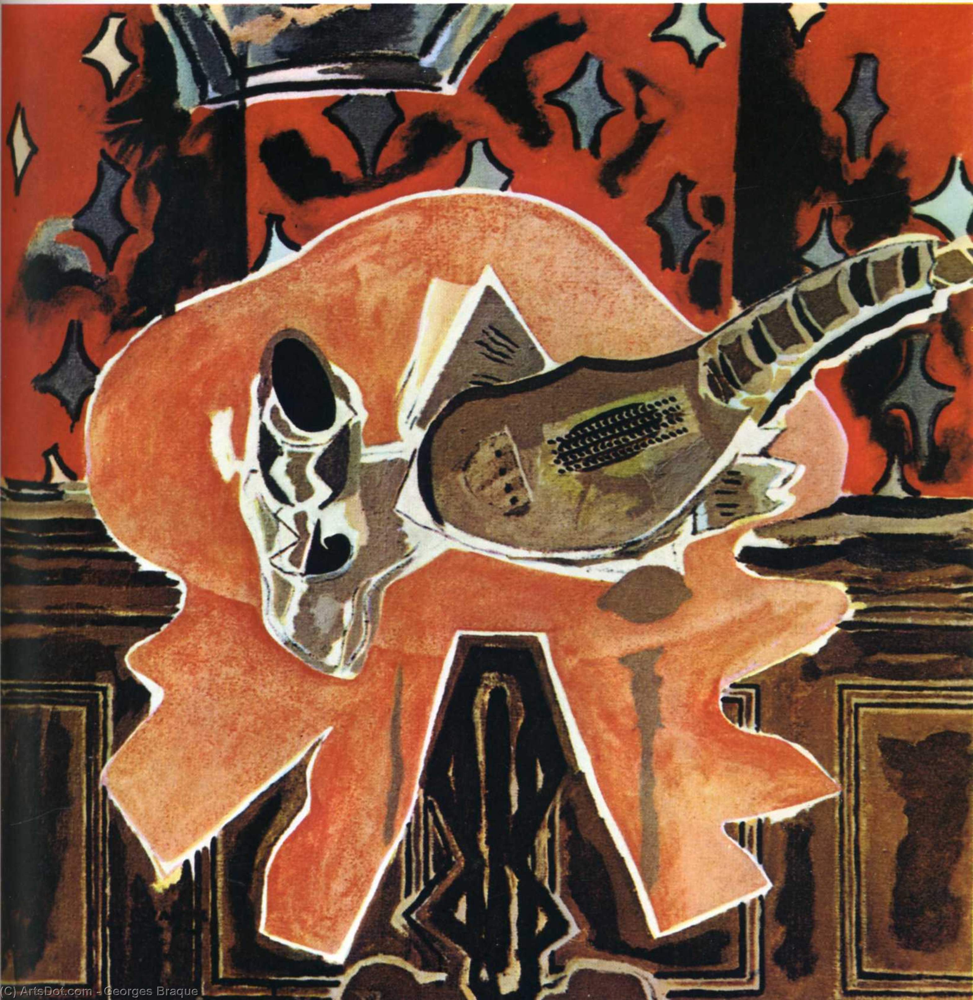 Wikoo.org - موسوعة الفنون الجميلة - اللوحة، العمل الفني Georges Braque - A Red Pedestal