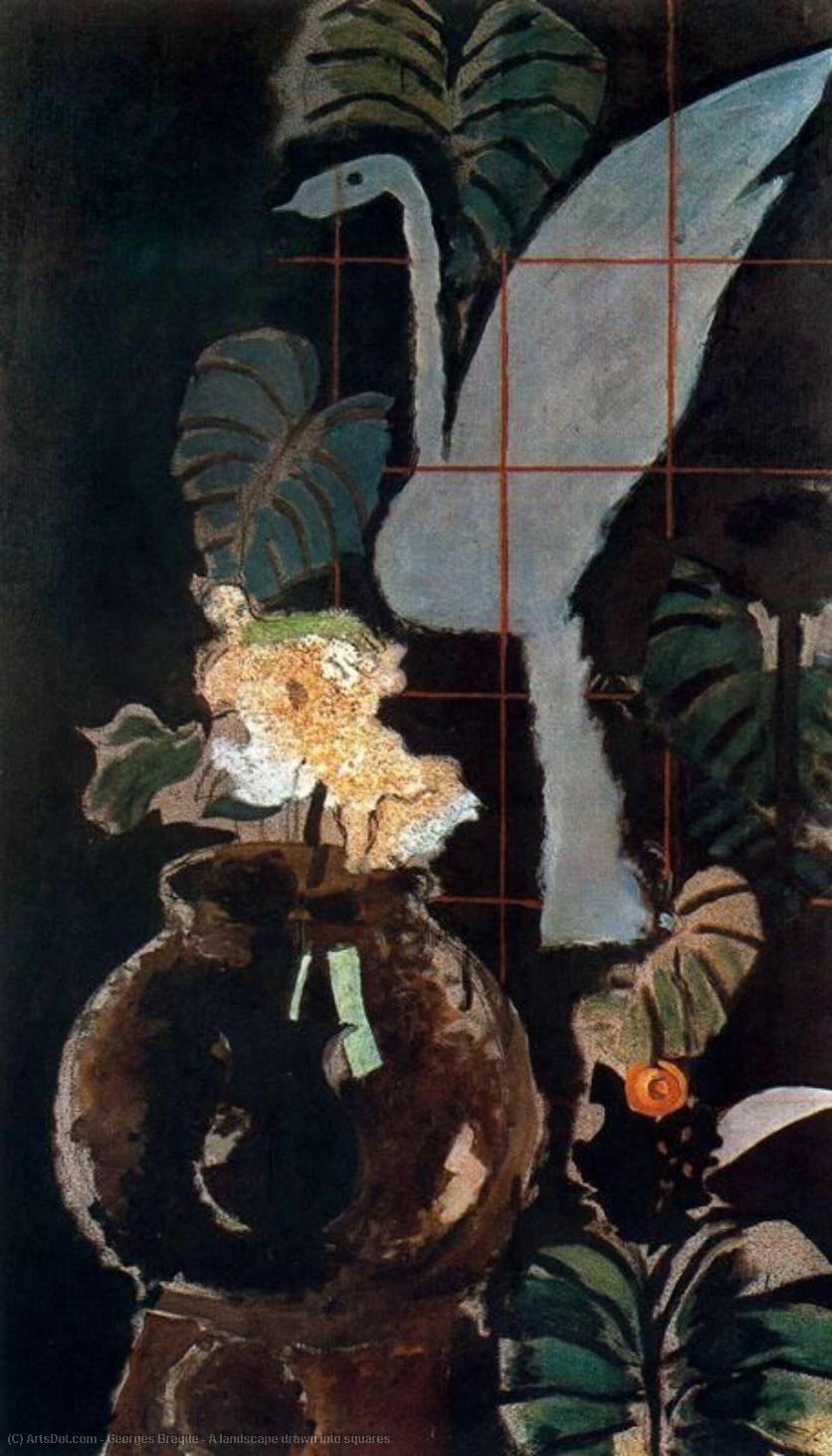 Wikoo.org - موسوعة الفنون الجميلة - اللوحة، العمل الفني Georges Braque - A landscape drawn into squares